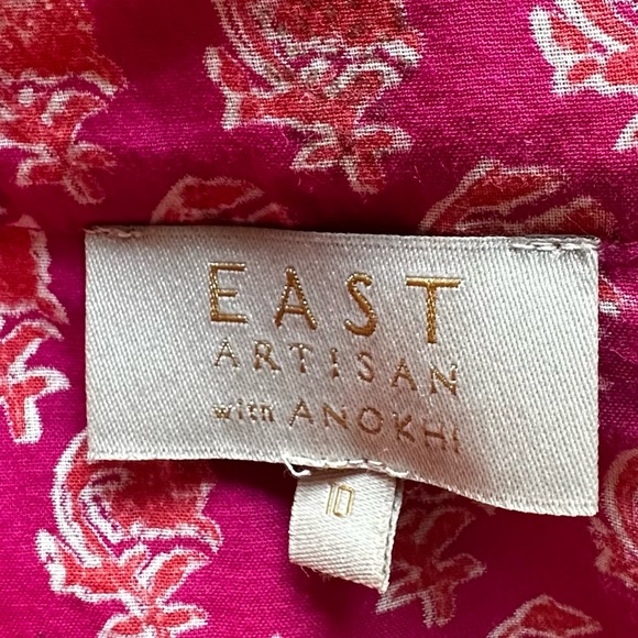 EAST ARTISAN with ANOKHI Floral Cotton Tunic Dress Top Size 10 Colors Pink Gold - Picture 15 of 15